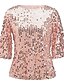 cheap Women&#039;s T-shirts-Women&#039;s T shirt Tee Pink Black Golden Sparkly Short Sleeve Party Rock Round Neck Regular S