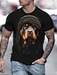 billige Short Sleeve-Herre T-skjorter T skjorte Skjorte 3D-utskrift Hund Dyr Store størrelser Trykt mønster Kortermet Fest Topper Elegant og moderne Gatemote Bekvem Stor og høy Rund hals Blå Gul Svart