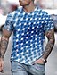 baratos T-Shirts-Homens Camisa Social Camiseta Camisetas Gráfico Xadrez Quadrados 3D Decote Redondo Azul Céu Azul Cobalto Azul Roxo Cinzento Impressão 3D Festa Diário Manga Curta Roupa Básico Confortável Grande e Alto