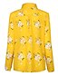 abordables Tops &amp; Blouses-Mujer Blusa Camisa Leopardo Amarillo Azul claro Estampado Leopardo Floral Trabajo Manga Larga Cuello Camisero Básico Casual Regular S