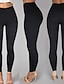abordables Pantalones Mujer-Mujer Ajustado pantalones Alta cintura Longitud total Negro Primavera, Otoño, Invierno, Verano