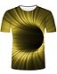 cheap Tank Tops-Men&#039;s Unisex Shirt T shirt Tee Tee Graphic Optical Illusion Round Neck Black-White Yellow Blue Green 3D Print Plus Size Casual Daily Short Sleeve 3D Print Print Clothing Apparel Fashion Cool Basic