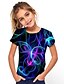baratos camisetas 3d para meninas-Infantil Para Meninas Camisa Camiseta Manga Curta 3D impresso Gráfico 3D impressão Estampa Colorida Geométrica Crewneck Azul Profundo Azul marinho Rosa negra Crianças Blusas Verão Básico Moda Moda de
