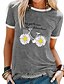 economico T-shirts-Per donna maglietta Fantasia floreale Fiore decorativo Rotonda Essenziale Top Nero Viola Giallo
