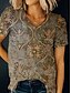 abordables T-shirts-T shirt Tee Femme du quotidien Fin de semaine Manches Courtes Graphic Col en V Imprimer basique Kaki Hauts Standard S / 3D effet