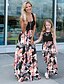 cheap New Arrivals-Mommy and Me Dresses Floral Print Black Maxi Sleeveless Tank Dress Daily Matching Outfits / Summer