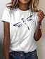 billige T-shirts-Dame T skjorte Hvit Trykt mønster Grafisk Daglig Helg Kortermet Rund hals Grunnleggende Normal S
