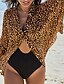 abordables Cover-Ups-Mujer Bañadores Tankini Tapadera Traje de baño Leopardo Marrón Trajes de baño