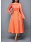 cheap Dresses-Women&#039;s Swing Dress Midi Dress Blue Blushing Pink Orange Long Sleeve Solid Color Lace Patchwork Summer Square Neck Elegant Party Slim 2021 S M L XL XXL 3XL 4XL 5XL