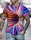 cheap Men&#039;s Tees &amp; Tank Tops-Men&#039;s T shirt Tee Tee Graphic Optical Illusion Round Neck Green / Black Light Green Pink Red Purple 3D Print Daily Short Sleeve Print Clothing Apparel Exaggerated Basic
