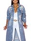 cheap Denim Jackets-Women&#039;s Denim Jacket Spring Summer Casual Daily Holiday Long Coat Windproof Regular Fit Classic &amp; Timeless Jacket Long Sleeve Light Blue