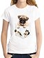 billige T-shirt-Dame T-shirt Hvid Sort Trykt mønster Grafisk Hund Daglig Kortærmet Rund hals Basale 100 % bomuld Normal 3D S