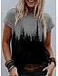 economico T-Shirt-Per donna maglietta Pop art Paesaggi Blu Cachi Grigio Stampa Manica corta Giornaliero Fine settimana Essenziale Rotonda Standard