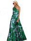 cheap Casual Dresses-Women&#039;s Maxi long Dress Swing Dress Green Red Sleeveless Ruched Print Floral Print One Shoulder Spring Summer Stylish Hot Elegant 2022 S M L XL XXL