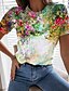 abordables T-shirts-Femme T shirt Tee Blanche Bleu Violet Graphic Floral 3D Imprimer Manche Courte du quotidien Fin de semaine basique Col Rond Standard Fleur Peinture
