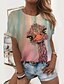 abordables T-shirts-Mujer Camiseta Graphic Animal Impresión personalizada Rosa Estampado Manga Corta Diario Fin de semana Básico Escote Redondo Ajuste regular