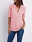 cheap Tops &amp; Blouses-Women&#039;s Blouse Solid Colored Daily Going out Long Sleeve Blouse Shirt V Neck Quarter Zip Basic Essential Loose Black Pink Wine S