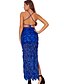cheap Elegant Dresses-Women&#039;s A Line Dress Maxi long Dress Black Blue Red Blushing Pink Sleeveless Solid Color Backless Sequins Summer Round Neck Elegant Sexy 2021 S M L XL