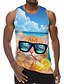 cheap Tank Tops-Men&#039;s Tank Top Undershirt Cat 3D Print Crew Neck Daily Holiday Sleeveless 3D Print Tops Casual Beach Blue / Summer