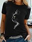 preiswerte T-shirts-Damen T Shirt Graphic Katze 3D Täglich Wochenende Schwarz Bedruckt Kurzarm Basic Rundhalsausschnitt Regular Fit