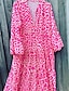 cheap Boho Dresses-Women&#039;s Pink Animal Print Maxi Swing Dress