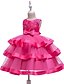 cheap Girls&#039; Dresses-Kids Little Dress Girls&#039; Jacquard Solid Colored Flower Party Pleated Mesh Bow Blue Pink As Picture Above Knee Sleeveless Cute Dresses Slim 3-12 Years