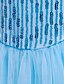 cheap Girls&#039; Dresses-Kids Little Girls&#039; Dress Solid Colored Snowflake Flower Tulle Dress Birthday Party Sequins Patchwork Full Length Blue Maxi Short Sleeve Elegant Cosplay Costumes Dresses Regular Fit