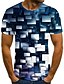 billige Herreskjorter-Herre T-shirt Geometrisk 3D-udskrivning Rund hals Afslappet Daglig Kortærmet 3D-udskrivning Trykt mønster Toppe Afslappet Mode Sort / Hvid