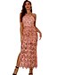 cheap Elegant Dresses-Women&#039;s A Line Dress Maxi long Dress Black Blue Red Blushing Pink Sleeveless Solid Color Backless Sequins Summer Round Neck Elegant Sexy 2021 S M L XL