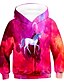 cheap Girls&#039; Hoodies &amp; Sweatshirts-Kids Girls&#039; Unicorn Galaxy Hoodie &amp; Sweatshirt Long Sleeve Graphic 3D Print Red Yellow Green Children Tops Active Streetwear