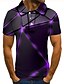 cheap Polos-Men&#039;s Golf Shirt Tennis Shirt Geometric Graphic Prints 3D Print Collar Street Casual Short Sleeve Button-Down Tops Casual Fashion Cool Purple / Hand wash / Washable / Wet and Dry Cleaning / Holiday