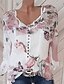 cheap Women&#039;s Blouses-Women&#039;s Boho Shirt Henley Shirt Blouse Floral Print Flower Casual Holiday Going out Button Print White Long Sleeve Elegant Ladies Casual V Neck Spring Fall