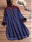 cheap Plus Size Dresses-Women&#039;s Plus Size Floral Shirt Dress Round Neck Long Sleeve Holiday Short Mini Dress Dress
