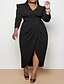 cheap Plus Size Dresses-Women&#039;s Solid Color Sheath Dress V Neck Long Sleeve Work Sexy Prom Dress Fall Spring Vacation Going out Midi Dress Dress / Party Dress