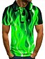 billige Skjorter til herrer-Herre POLO T-skjorte Tennis skjorte Golf skjorte Grafiske trykk Flamme Krage Gul Rosa Blå Grønn 3D-utskrift Gate Avslappet Kortermet Knapp ned Klær Mote Kul Fritid