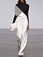 abordables Combinaisons femme-Combinaison-pantalon Femme Bloc de couleur Décontractée Col Ras du Cou Plein Air Usage quotidien Manches Longues Standard Blanche S L&#039;autume
