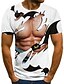 billige Tank Tops-Herre T-Shirts T-shirt Grafisk Muskel 3D-udskrivning Rund hals Daglig Ferie Kortærmet 3D Trykt mønster Toppe Afslappet Muskel Sport Hvid / Sort Hvid Sort / Sommer