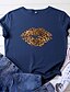 cheap T-Shirts-Women&#039;s T shirt Leopard Round Neck Print Basic Tops 100% Cotton Yellow Wine Green