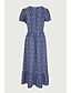 cheap Elegant Dresses-Women&#039;s Midi Dress Swing Dress Navy Blue Short Sleeve Flower Vintage Style Print Floral Round Neck Spring Summer Vintage Style Elegant Holiday 2022 S M L XL