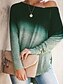 cheap T-Shirts-Women&#039;s T shirt Tee Green Purple Pink Color Block Casual Daily Long Sleeve Diagonal Neck One-Shoulder Sexy Cotton Regular Painting S
