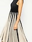 billige Knelange kjoler-A-linje Liten svart kjole Bryllupsgjest Cocktailfest Kjole Besmykket Ermeløs Knelengde Polyester med Plissert 2021