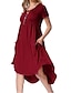 cheap Knee-Length Dresses-Women&#039;s Knee Length Dress Shift Dress Short Sleeve Pocket Pure Color Crew Neck Spring Summer Casual 2022 S M L XL XXL XXXL