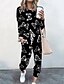 cheap Two Piece Sets-Women&#039;s Sweatshirt Tracksuit Pants Sets Floral Print Going out Casual Daily Black White Ivory Print Drawstring Long Sleeve Streetwear Cinched Crew Neck Regular Fit Fall &amp; Winter