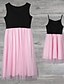 cheap New Arrivals-Mommy and Me Dresses Wedding Solid Color Mesh Pink Gray Black Midi Sleeveless Matching Outfits / Party / Patchwork / Summer