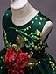 cheap Girls&#039; Dresses-Kids Little Dress Girls&#039; Floral Embroidered Party Wedding Performance Green Red Cotton Sleeveless Party Dresses 3-13 Years
