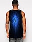 cheap Tank Tops-Men&#039;s Unisex Tank Top Undershirt Graphic Prints Linear 3D Print Round Neck Plus Size Casual Daily Sleeveless Print Tops Basic Designer Big and Tall Blue / Summer