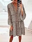 cheap Casual Dresses-Women&#039;s Casual Dress Shift Dress Midi Dress Brown 3/4 Length Sleeve Winter Fall Autumn Layered V Neck Loose Fit S M L XL XXL