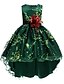 cheap Girls&#039; Dresses-Kids Little Dress Girls&#039; Floral Embroidered Party Wedding Performance Green Red Cotton Sleeveless Party Dresses 3-13 Years
