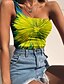 cheap Tank Tops-Women&#039;s Crop Top Tank Top Vest Abstract Tie Dye One Shoulder Print Basic Streetwear Tops Purple Yellow Green