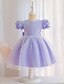 cheap Girls&#039; Dresses-Kids Little Girls&#039; Dress Solid Colored Bow Blue Purple Blushing Pink Knee-length Short Sleeve Active Dresses Summer Regular Fit 2-6 Years